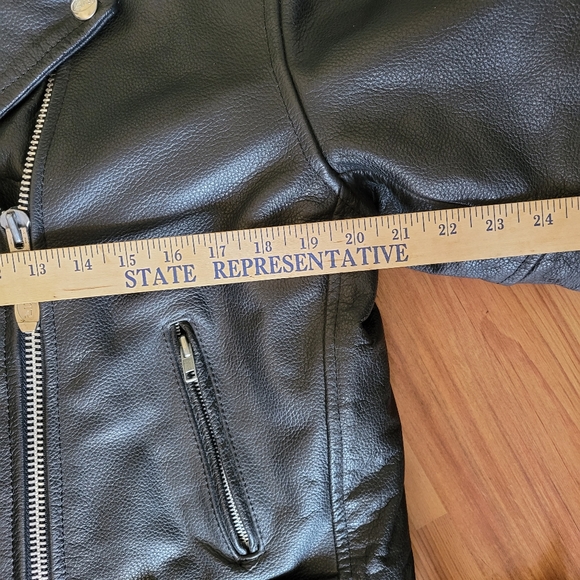 Women's black genuine leather jacket size 12 - Picture 15 of 16